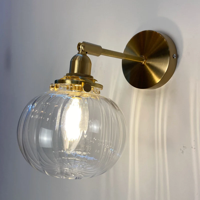 

OUFULA Nordic Brass Wall Lamp Indoor Living Room Bedroom Bedside Lamp Modern Hotel Corridor Hallway Wall Lamp