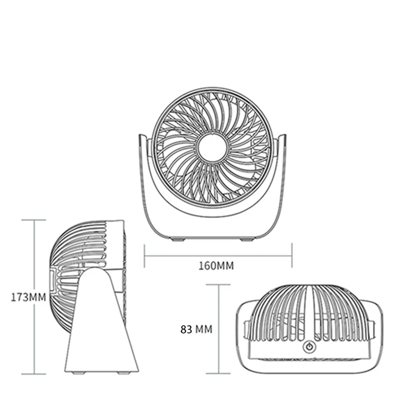 Miniventilador eléctrico con USB para el hogar y la Oficina, ventilador de mesa potente y silencioso con rotación de 360 °, 3 velocidades, para dormitorio