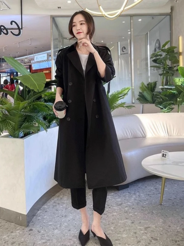 Windbreaker Jacket for Women Medium To Long Short Autumn Fashion Temperament Autumn Coat
