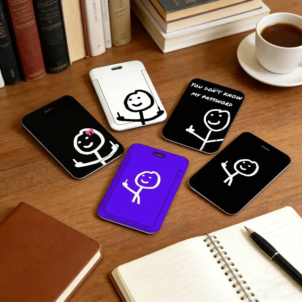 Cute Middle Finger Stickman Cartoon Holder Lanyard Credential Holders Neck Straps Badge Holder Keychain For Door Card