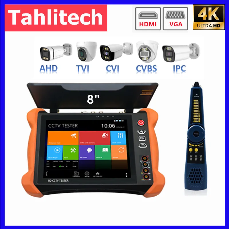 

X9MOVTADHS 12-in-1 Full Function 8inch Touch screen H.265 4K 8MP IP Camera Tester TVI CVI AHD SDI CVBS CCTV Tester Monitor