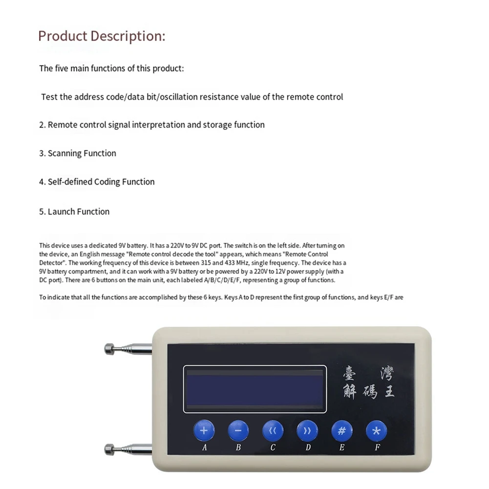 【RECOMENDAR】Auto Key Programmer 433Mhz Remote Control Code Scanner Detector Key Copier PLC Rolling Code 433 Mhz