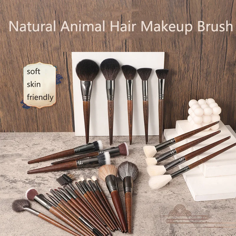 OVW Animal Hair Makeup Brush Complete Set 28PCS Lip Brushes Eyeshadow Brush Soft Makeup Brush Beauty Tools Smudge Brush Single