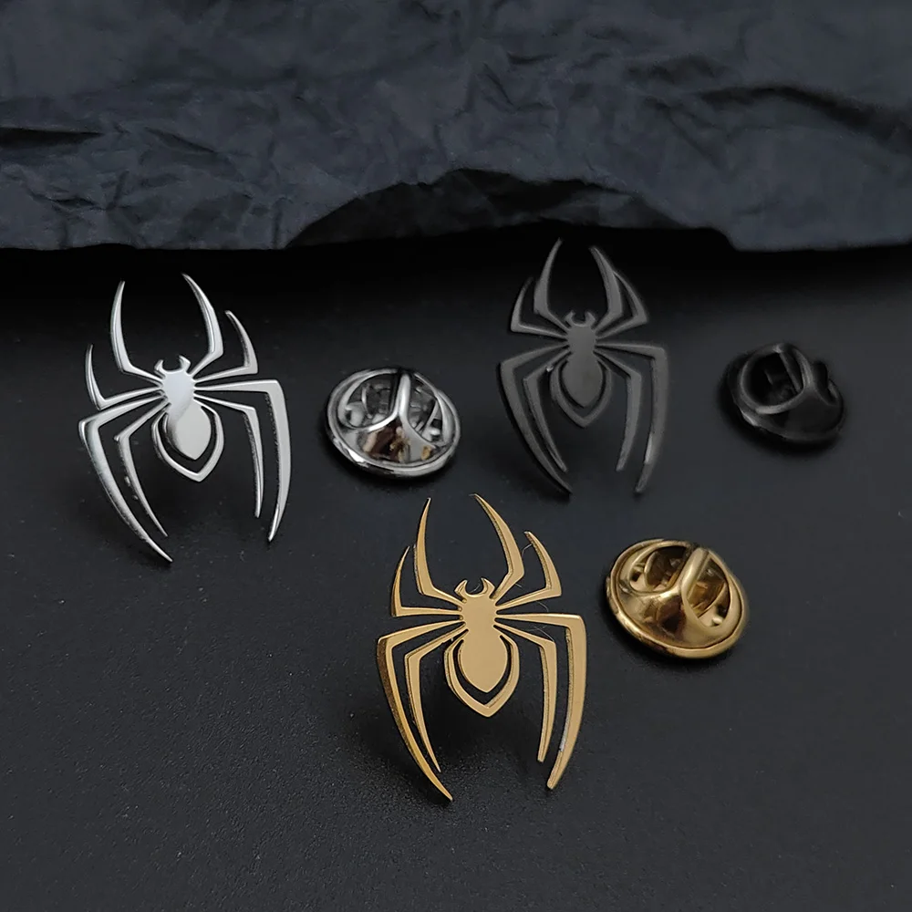 

Punk style spider metal suit pin, men's cool stainless steel lapel pin, jacket/backpack personalized badge.