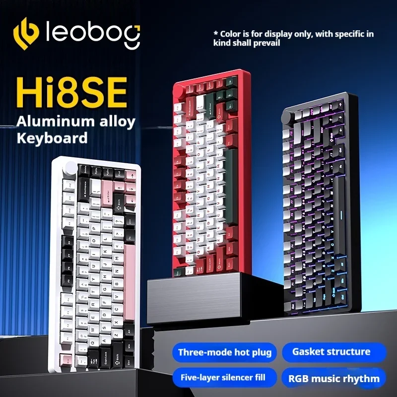 Imagem -03 - Leobog-aluminum Alloy Mechanical Gaming Keyboard Botão Multi-função 8000mah Rgb Light Modos 82 Chaves Hi8se Laptop Escritório