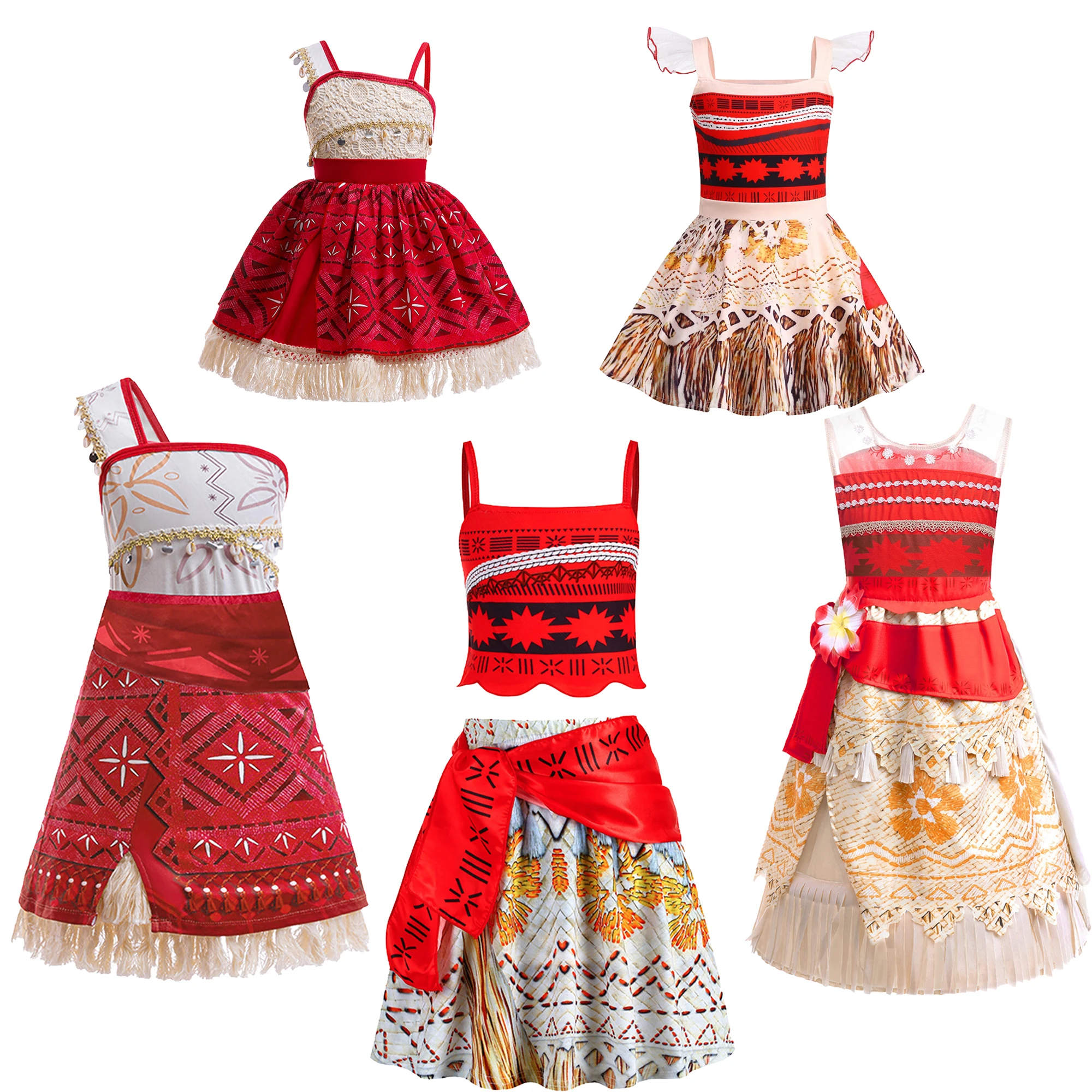 Sommerliches Ozean-Abenteuer Cosplay-Kostüm für Mädchen im Polynesischen Stil Geburtstags-Rollenspiel Prinzessinnenkleid Mädchen Halloween-Kostüm