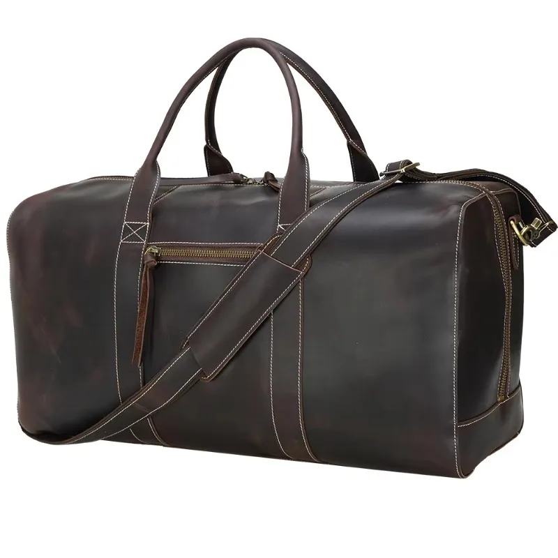 Full-grain Leather Gym Weekend Leather Travel Duffel Bag Men's Leather Overnight Bag