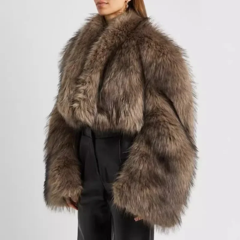 เลียนแบบ Mink Fur สั้นผู้หญิง Retro Niche ฤดูใบไม้ร่วงและฤดูหนาว 2 Plush Jacket สําหรับผู้หญิง