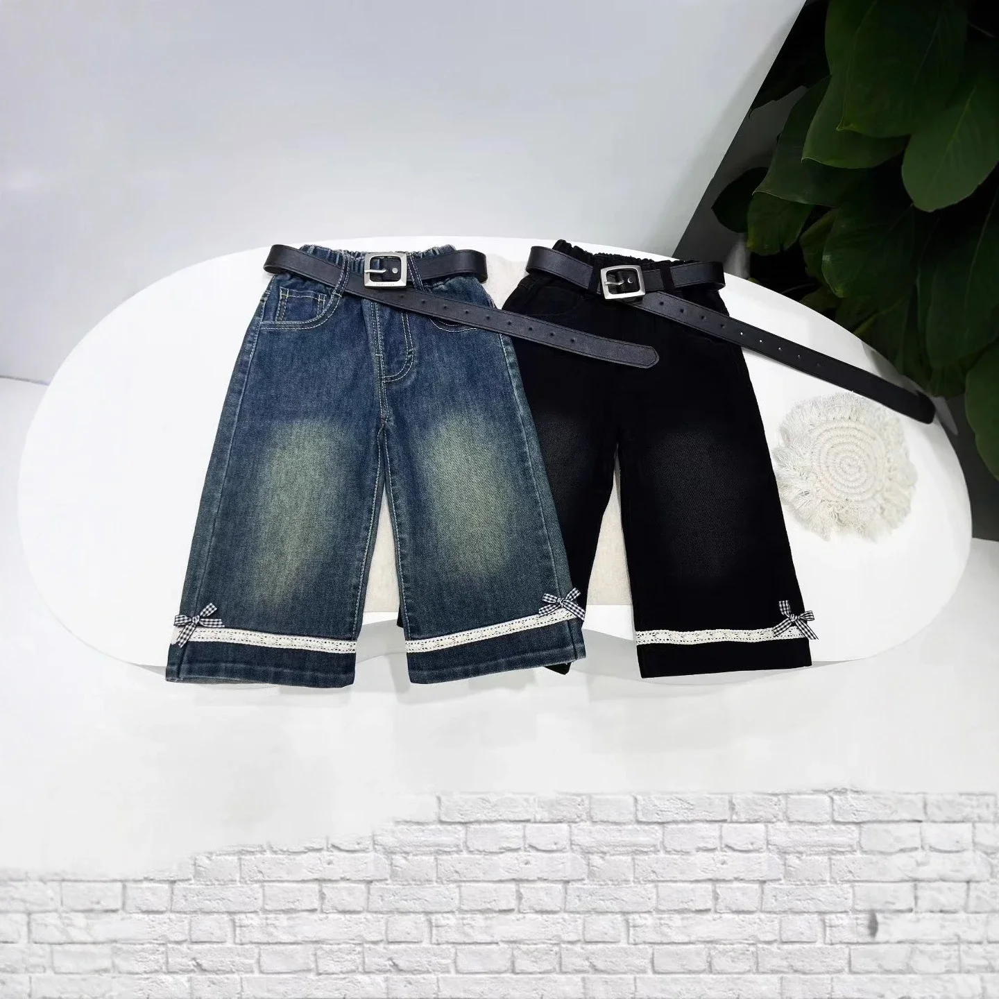 

Girls pants without belts 2025 autumn Korean version straight jeans