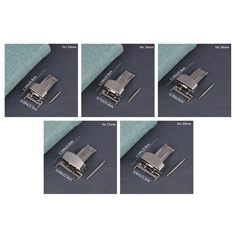 Stainless Steel Butterfly Deployment Watch Buckle 14mm 16mm 18mm 20mm 22mm Watch Strap Clasps Folding Buckles Button Clasp