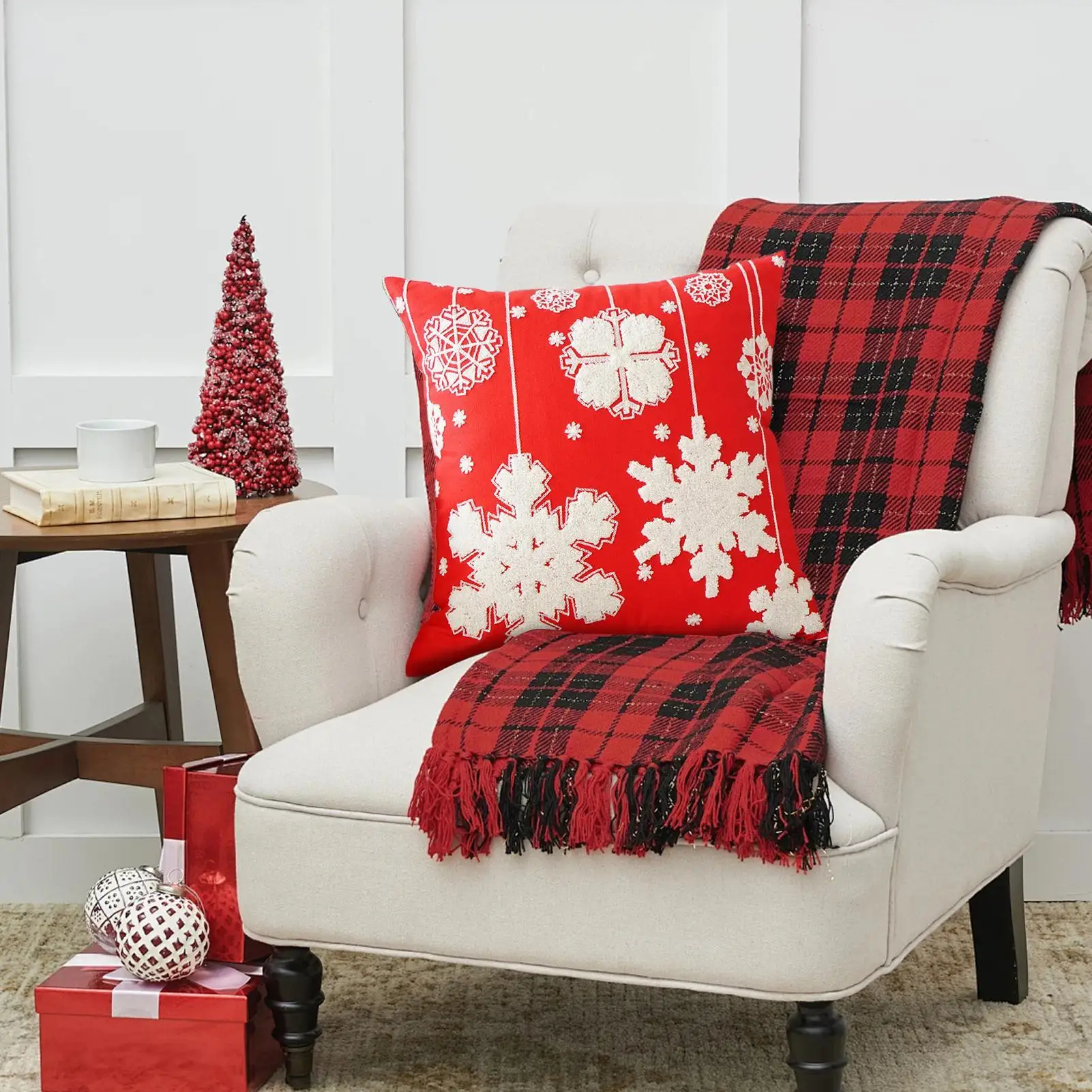 

Рождественские наволочки, мягкая наволочка с застежкой-молнией, 18x18 дюймов, вышитые наволочки для домашнего декора, праздничный диван