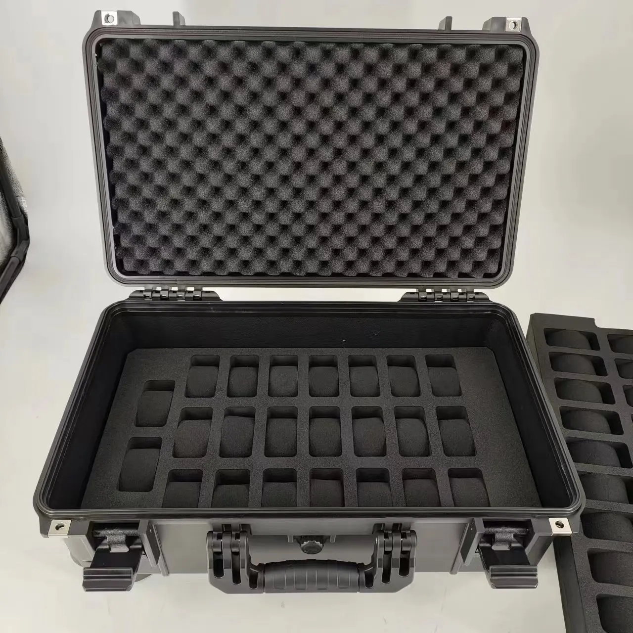 DPC112-9 High Quality Hard Plastic Waterproof Watch Safety Carrying Trolley Tool Case With 50 Slots