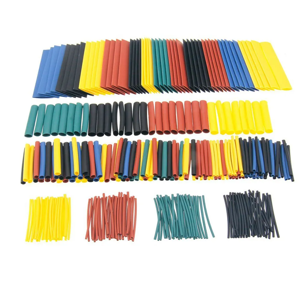 328Pcs Heat Shrink Tubing Flat Shape Easy to Cut Protect Insulate Wiring Harness Sleeving Wrap Wires Cables Mixed