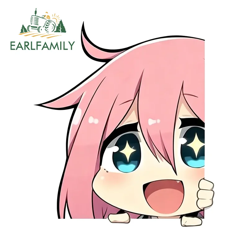 EARLFAMILY Kagamihara Nadeshiko Fine Decal Peek Graffiti Design Laptop Decoration Waterproof Sunscreen JDM All Types of Vehicles