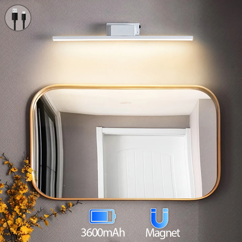 Litu LED Rechargeable wall lamp Mirror Front lamp Magnetic Attraction With Battery Wall lights For Bedroom Night Lighting Corrid