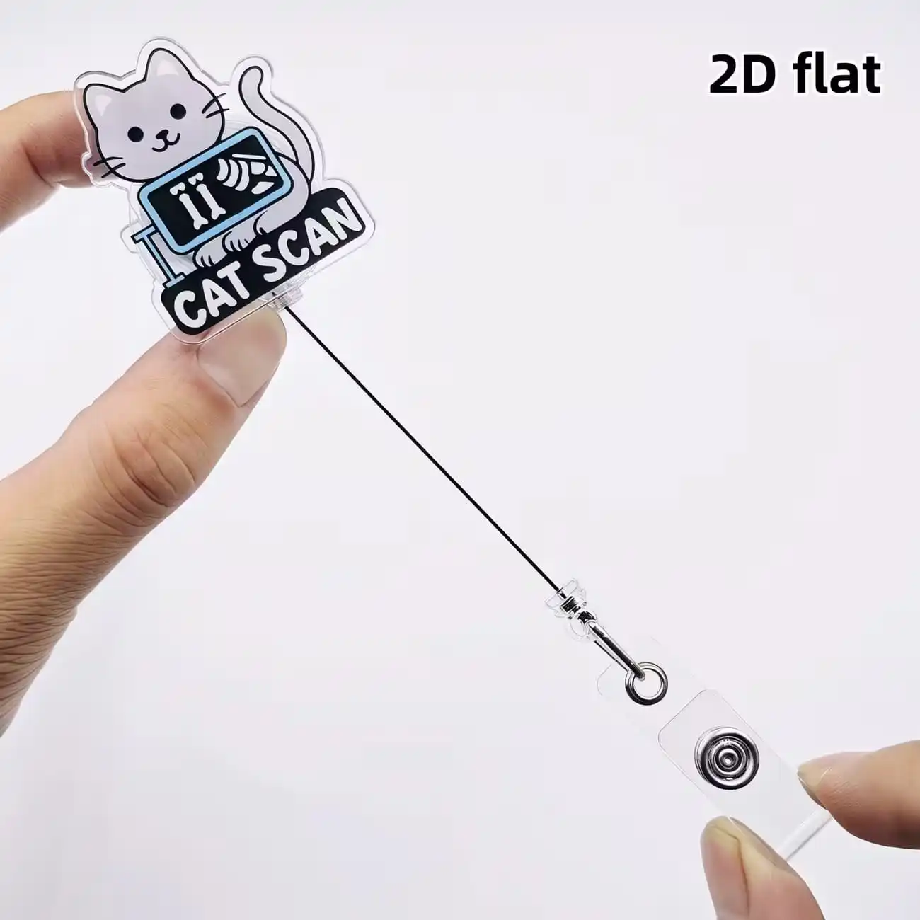 1pc Cute funny design Retractable Badge Reel – Acrylic ID Holder for Doctors, Nurses, RN, LPN, Healthcare Staff