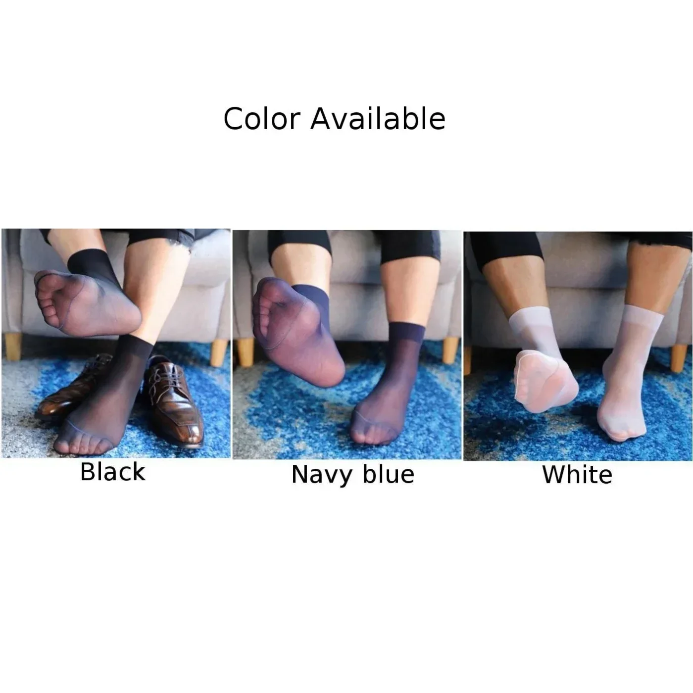Men Summer Socks Short High Stretch Ultra-thin Silky See Through Stockings Business dress Stockings Breathable Soft Sports Socks