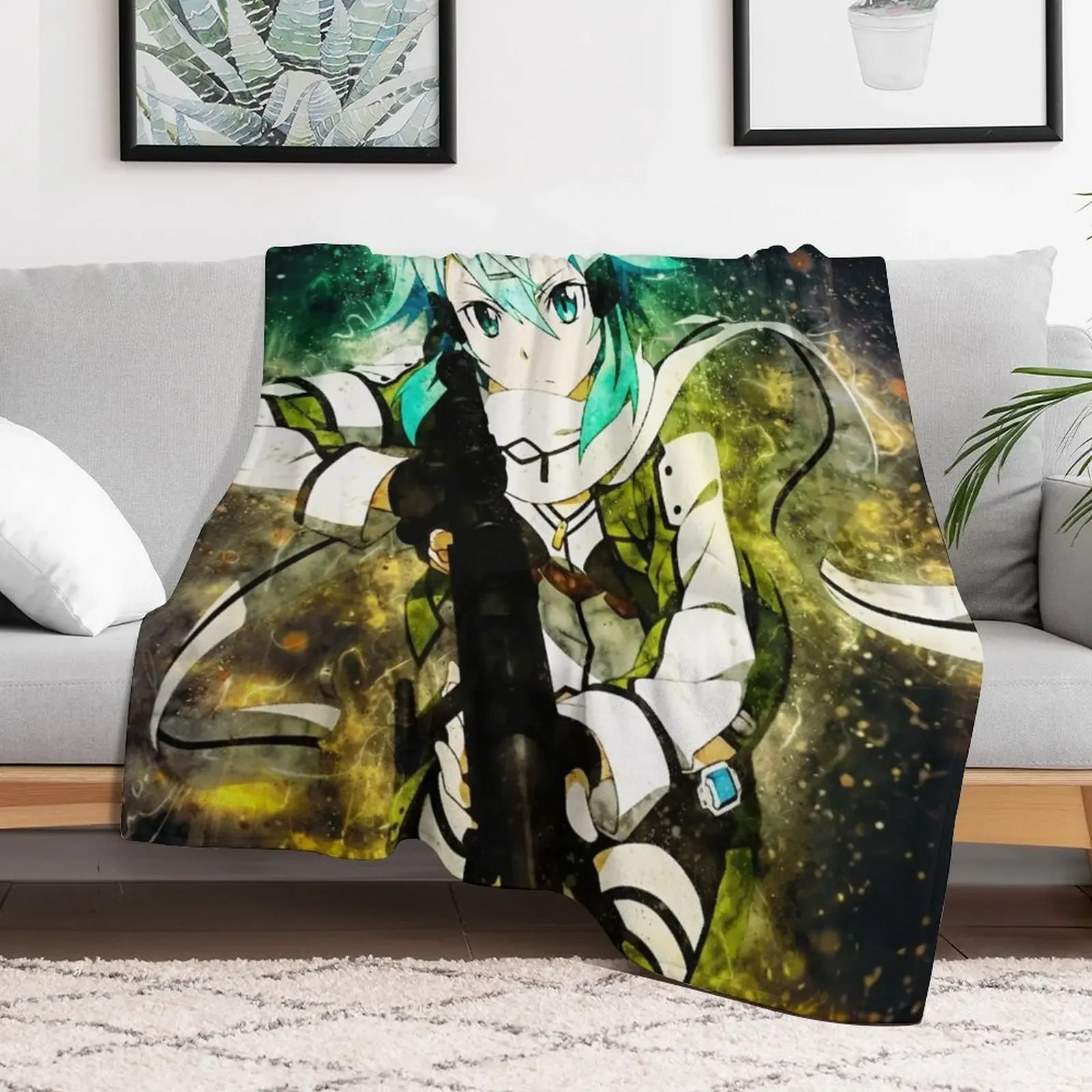 Sinon Sword Art Online Throw Blanket Loose Thermals For Travel Blankets