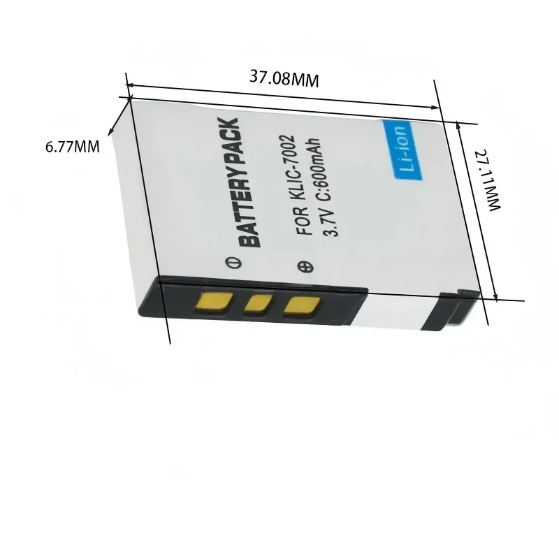 KLIC-7002 /K7002 카메라 배터리 3.7V 600mAh 코닥 V630 V603 V530 디지털 카메라 배터리용 리튬 이온 충전식 배터리