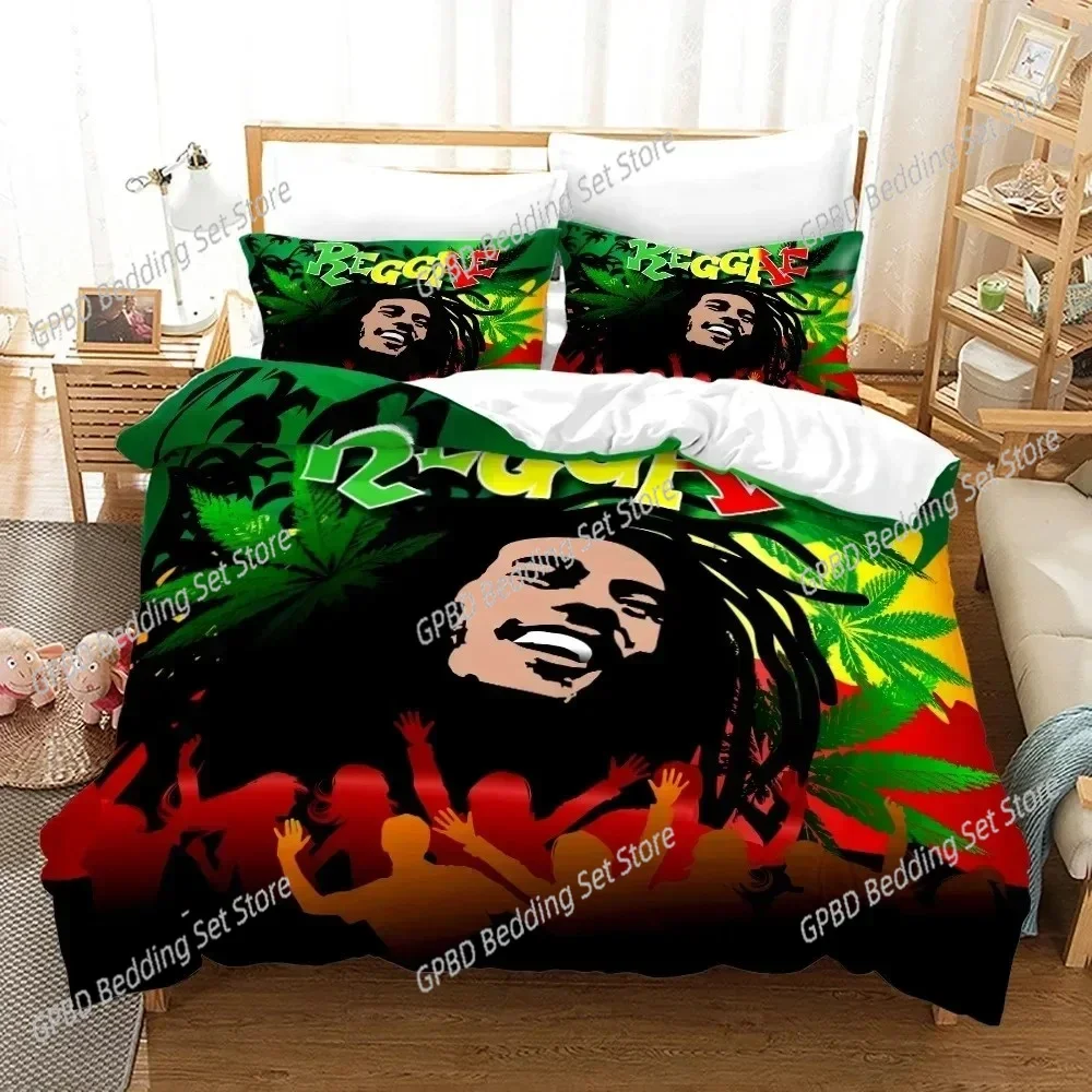 Penutup Selimut Set Tempat Tidur Bob Marley Penutup Selimut Tempat Tidur Kustom Untuk Anak-anak Laki-laki Dewasa Dekorasi