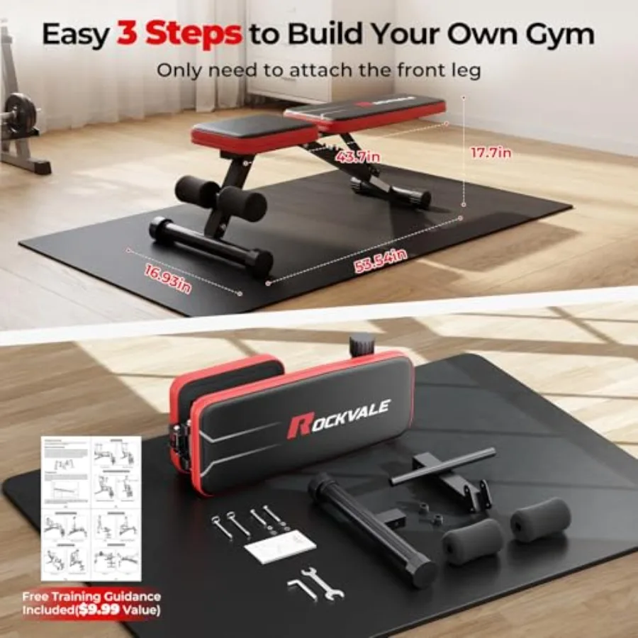 Home gym adjustable weight bench with 9 backpad positions steel frame black 95 pre-assembled 660lb ccity compact design 1-secon