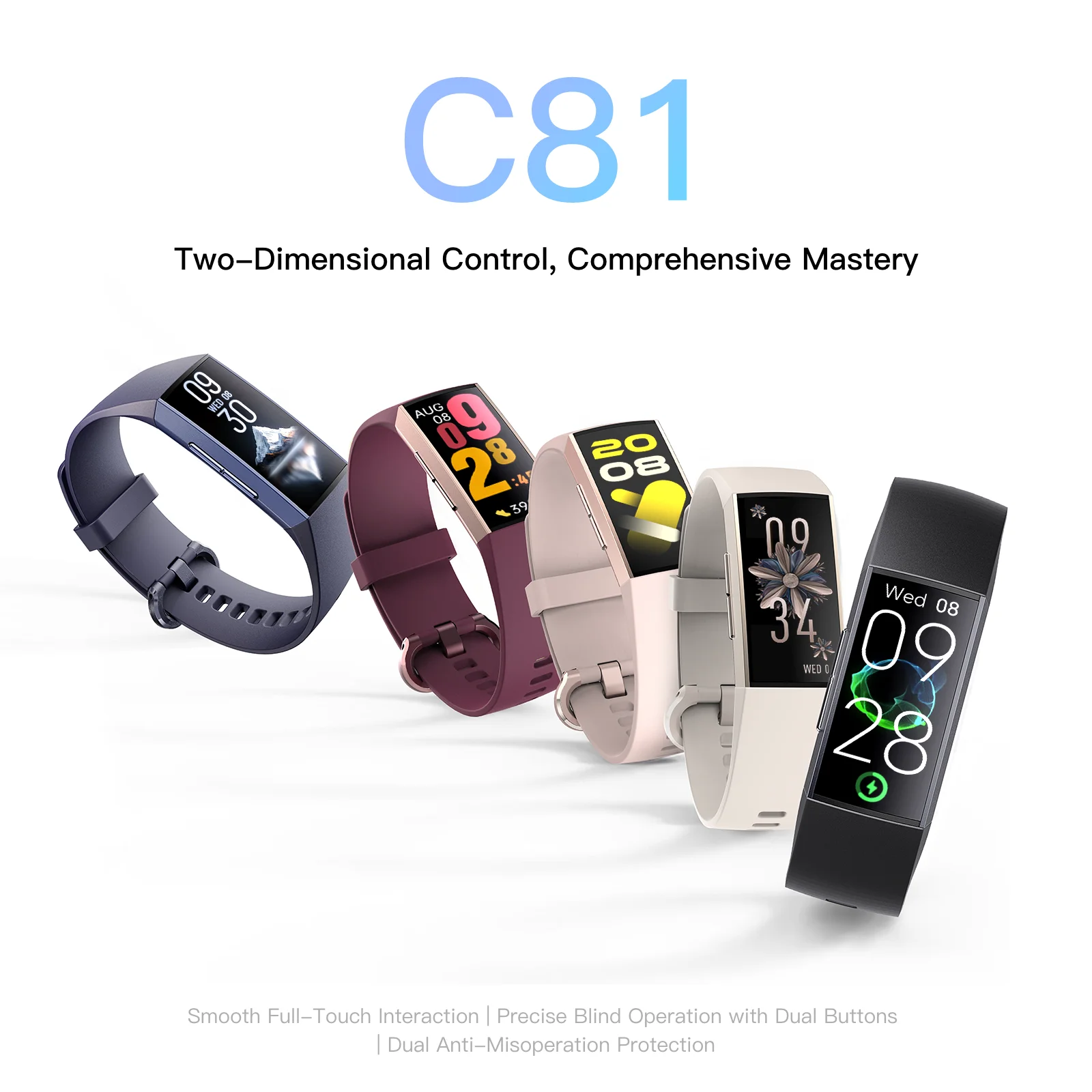 

C81 Smart Wristband Fitness Tracker Waterproof Sport Bracelet with Heart Rate Monitor for Android iOS
