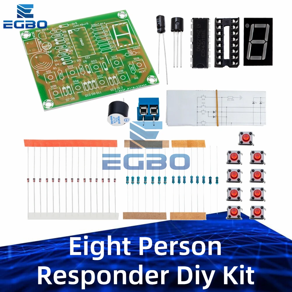 Eight Person Responder Diy Kit 8 Channel Answering Teaching Practice Welding CD4511 8Bit Answer Device Suite Electronic Training