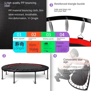 Mini trampolim dobrável para adultos, fitness, corrimão ajustável, Home Gym Rebounder, salto, rolamento 100kg, 40 a 48 10 principais vendas salto trampolim - №10