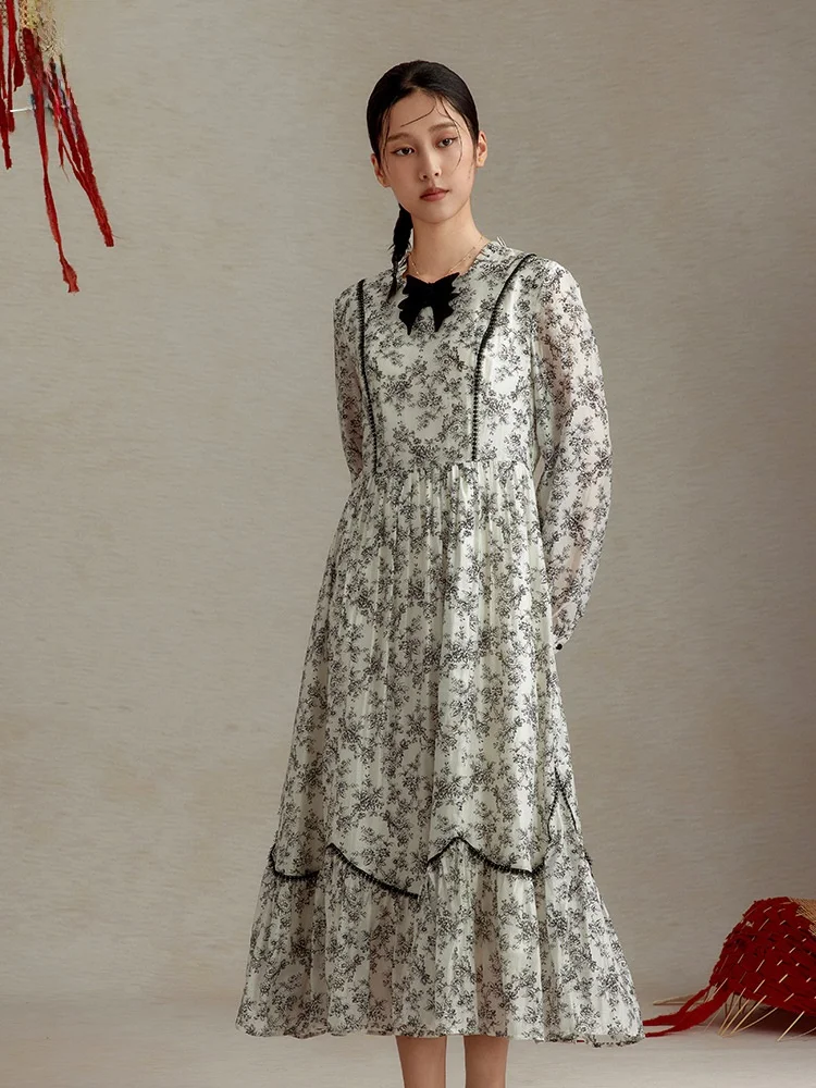 

Длинное платье с цветочным принтом, модное повседневное платье А-силуэта с широким подолом, миди, для женщин