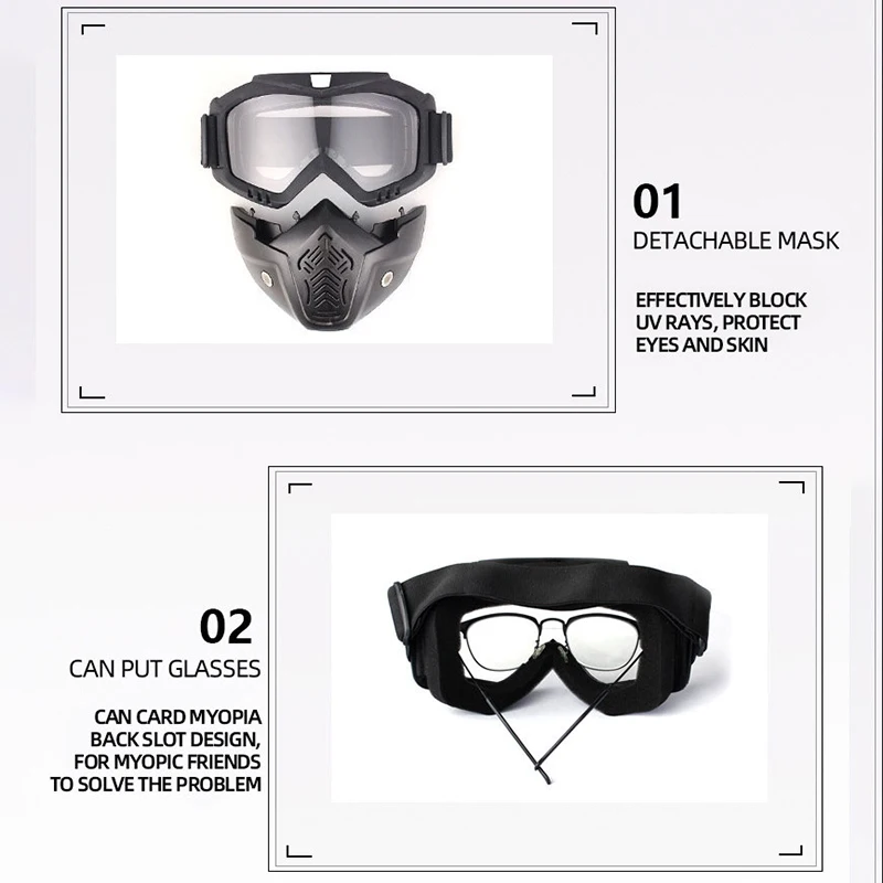 Motocross Goggles Outdoor Cycling Riding Skiing Windproof Goggles Eyewear With Mask UV Protection Motorcycle Sunglasses Masks