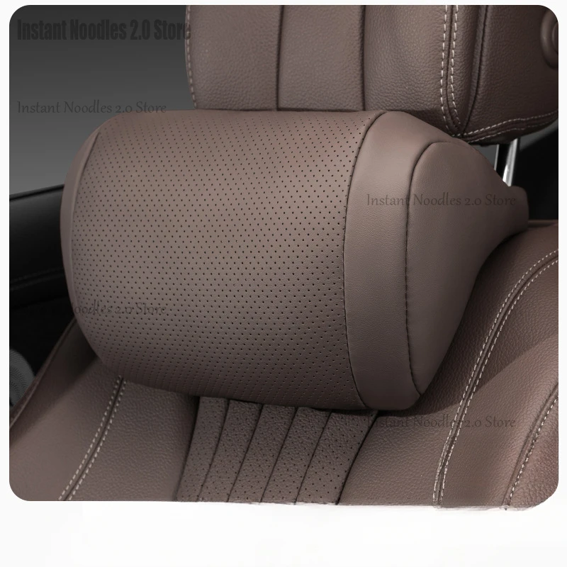 Reposacabezas de asiento, almohada de viaje para descanso del cuello, almohada de cuero PU para el cuello, almohadas de espuma viscoelástica, accesorios para coche usados para Tesla Model3/Y/X