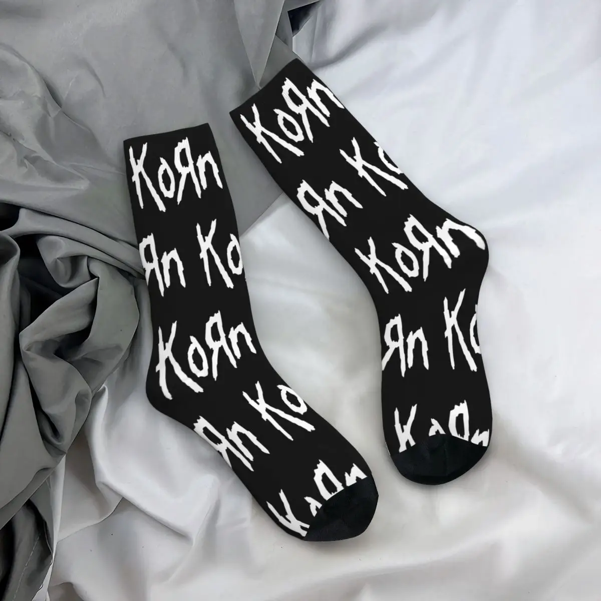 Hip-hop Men\'s Women\'s Korn Band Logo Crew Socks Nu Metal Merch Soccer Socks Soft Wonderful Gifts