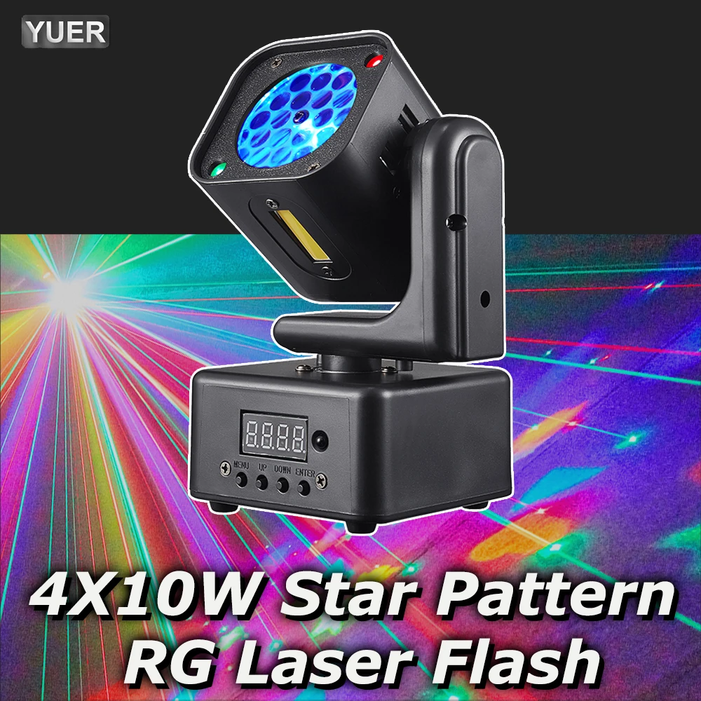 NEW Mold 4X10W Pattern Moving Head Lights 4LEDs RGBW With RG Laser Flash DJ Light DMX Stage Lights For Disco Wedding Party Show