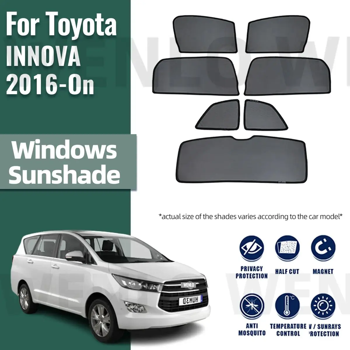 

For Toyota INNOVA 2016-2023 Side Window Sun Shade Visor Magnetic Car Sunshade Front Rear Windshield Frame Curtains Shield