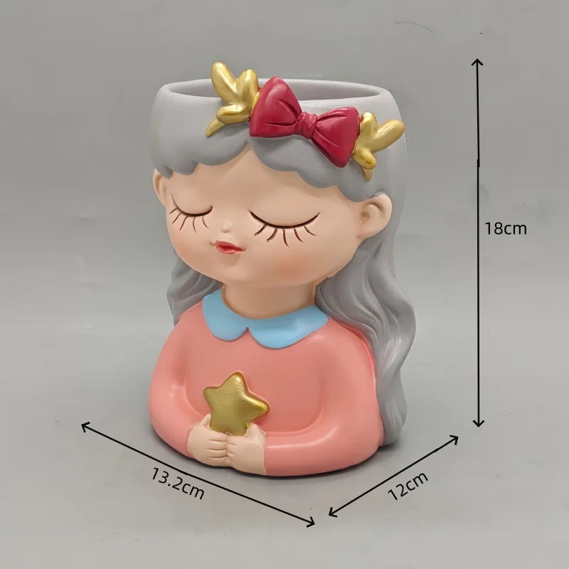 2026 Silicone Mold for Cement Flower Pot | Girl Holding Star Succulent Planter | DIY Resin & Concrete Vase Craft Tool - view 6