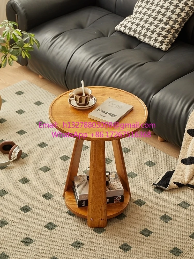 

Small round table, living room, ash wood, bedroom, bedside corner