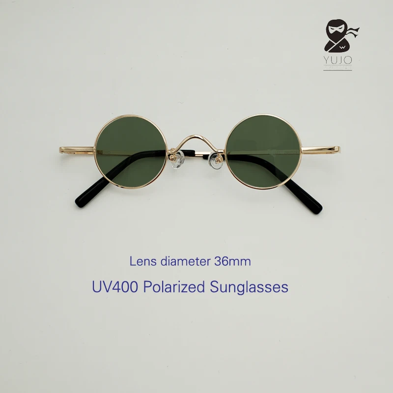 Vintage small Sunglasses round diameter 36mm retro small UV400 polarized GREEN SUNGLASSES BROWN SUNGLASSES