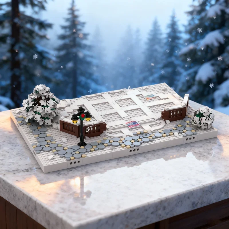 

705 шт. MOC, набор для демонстрации зимней деревни, Санта-S, модель здания, рождественские подарки, блоки, архитектура, сделай сам, креативная идея, игрушечный кирпич