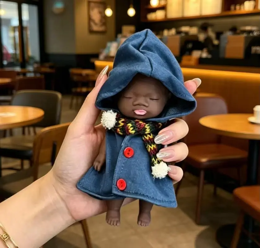 Natasha Squeeze Decompression Toy 14cm Black Skin Ugly Doll With Clothes Set Relieve Anxiety Prank Festival Gifts For Fans