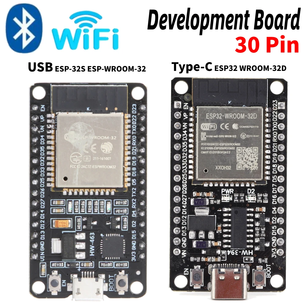 USB Type-C ESP32 Development Board WiFi+Bluetooth Ultra-Low Power Consumption Dual Core ESP32 WROOM-32D ESP-32S CPU Development