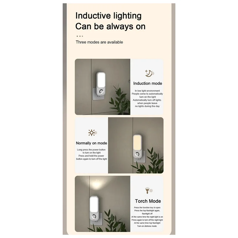 AF90-LED Induction Night Light Intelligent Wireless Plug-In Aisle Corridor Night Bedroom Night Light With Flashlight EU-PLUG
