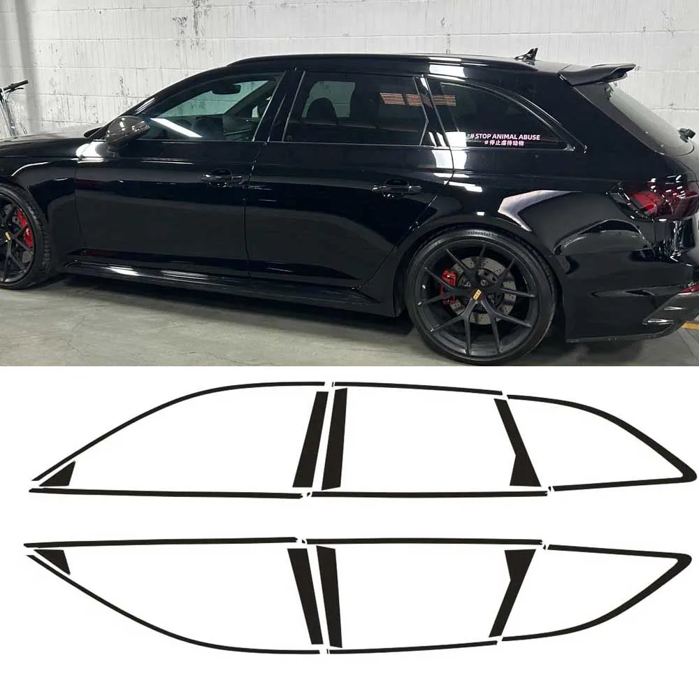 Matte/Glossy Black Chrome Delete Window Trims For Audi RS4 S4 A4 B9 Avant 2017-2025