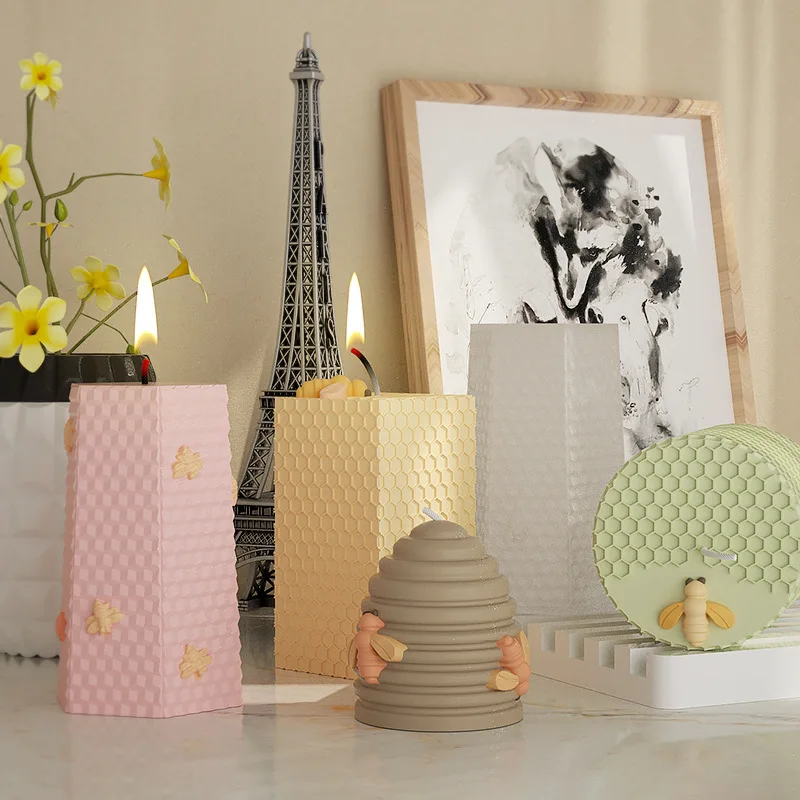 แม่พิมพ์ซิลิโคนรูปเทียนรังผึ้ง3D หลายสไตล์ชุดทำสบู่พลาสเตอร์ทำสบู่เรซินแบบทำมือแม่พิมพ์เค้กช็อคโกแลตน้ำแข็งของขวัญการตกแต่งบ้าน