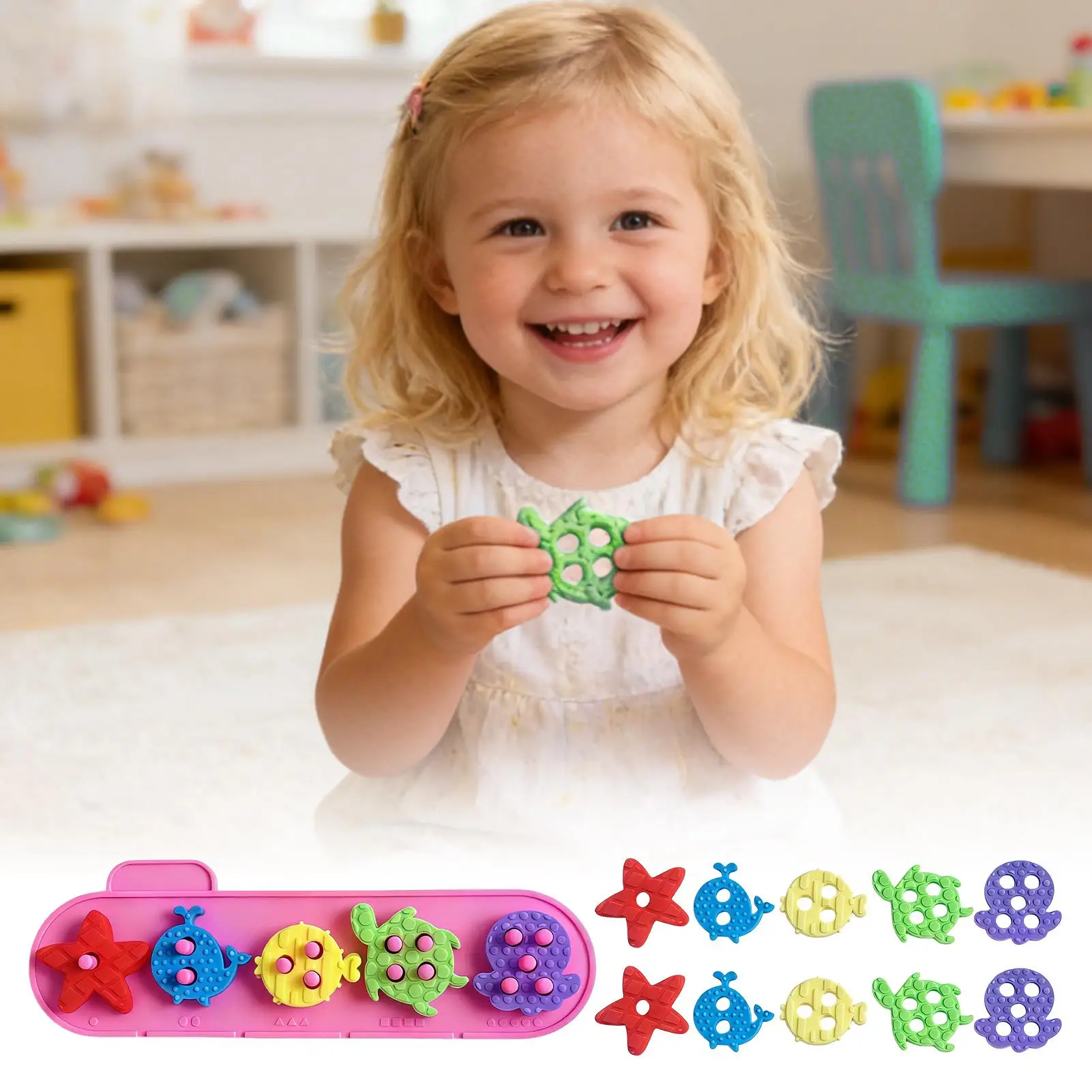 Stacking Toys For Kids Sea Animal Educational Toy Silicone Building Blocks For Home Classroom School Bedroom Study Boys Girls