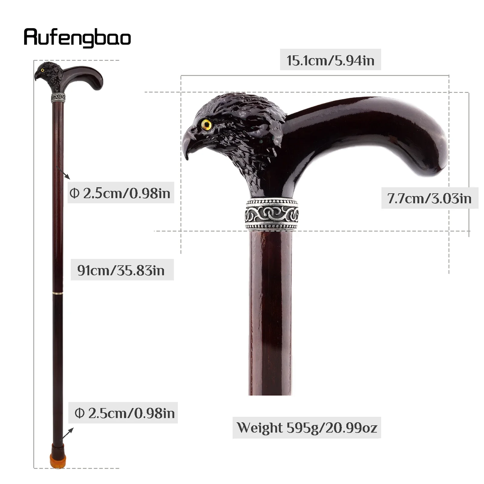 Brown Wood Eagle Wooden Stick Decorative  Stage Cane Decorative Stick Decorative Cosplay And Parties, For Cosplay & Party