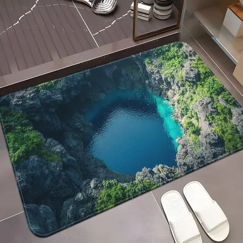 Blue Lagoon Nature Scene Door Mat Outdoor Indoor Welcome Rug Waterproof Non Slip Home Decor 3D Print Floor Mat