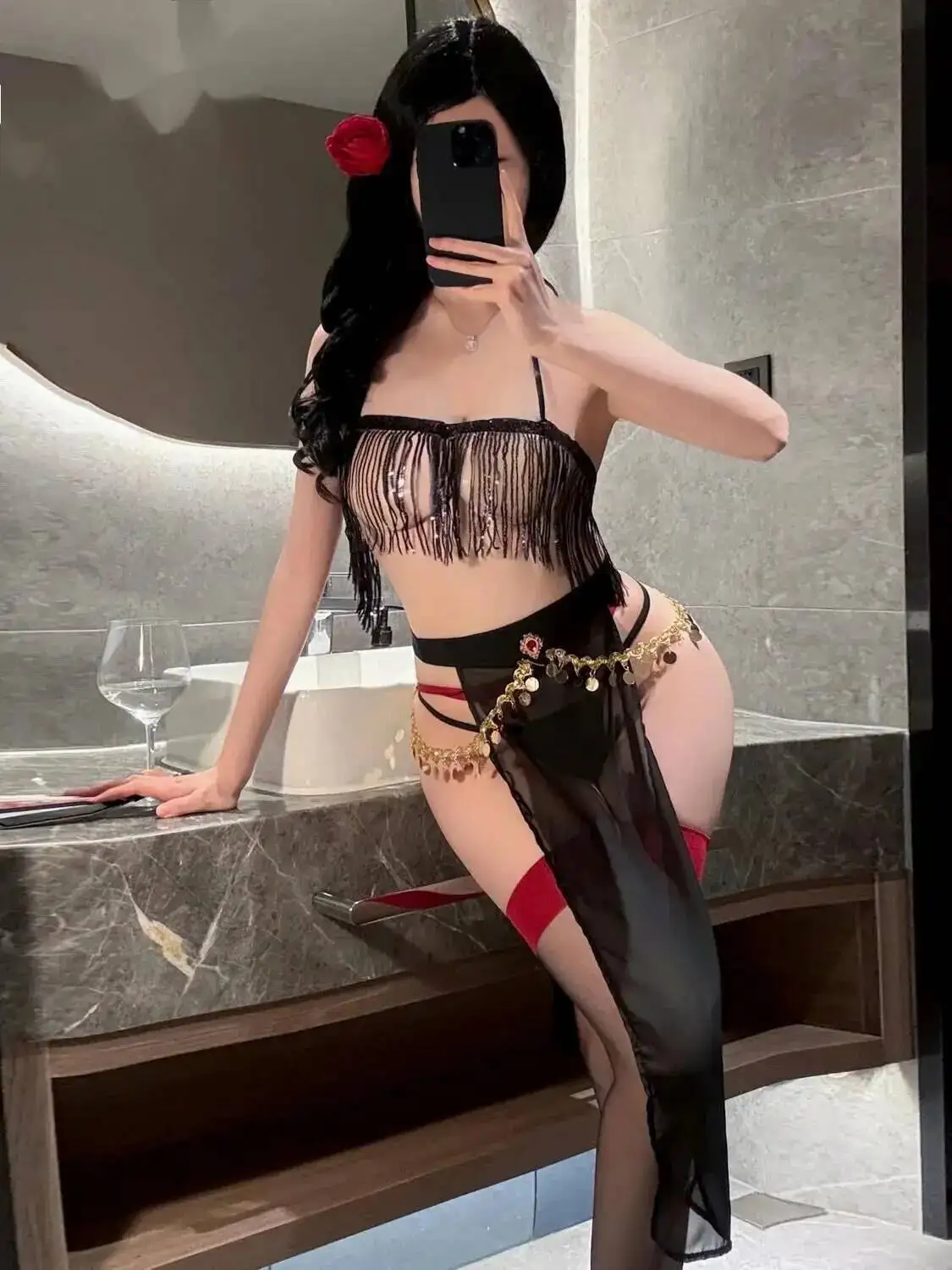 

Sexy Ancient Style Backless Deep V Suspenders Sleeveless Skirt Sets Mesh Backless Deep V Suspenders Sleeveless Hanging Neck PBKS