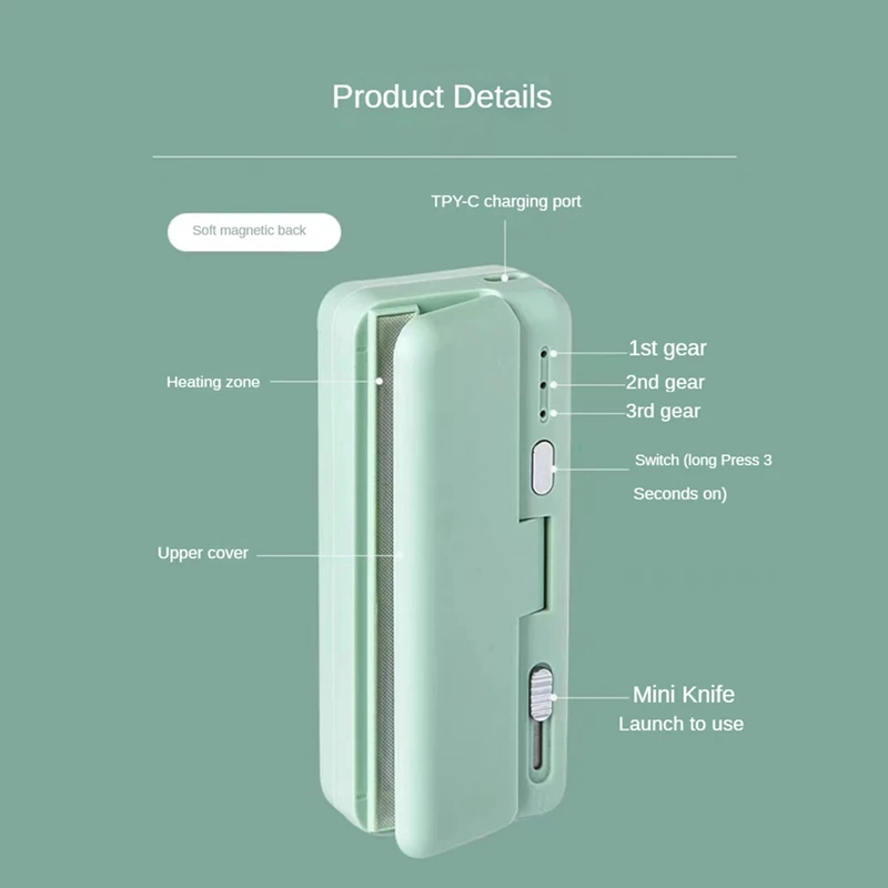 เครื่องซีลถุงความร้อนขนาดเล็กแบบพกพา, เครื่องซีลถุงความร้อนถุงพลาสติกสูญญากาศพกพาสำหรับถุงอลูมิเนียมฟอยล์ที่เก็บอาหาร