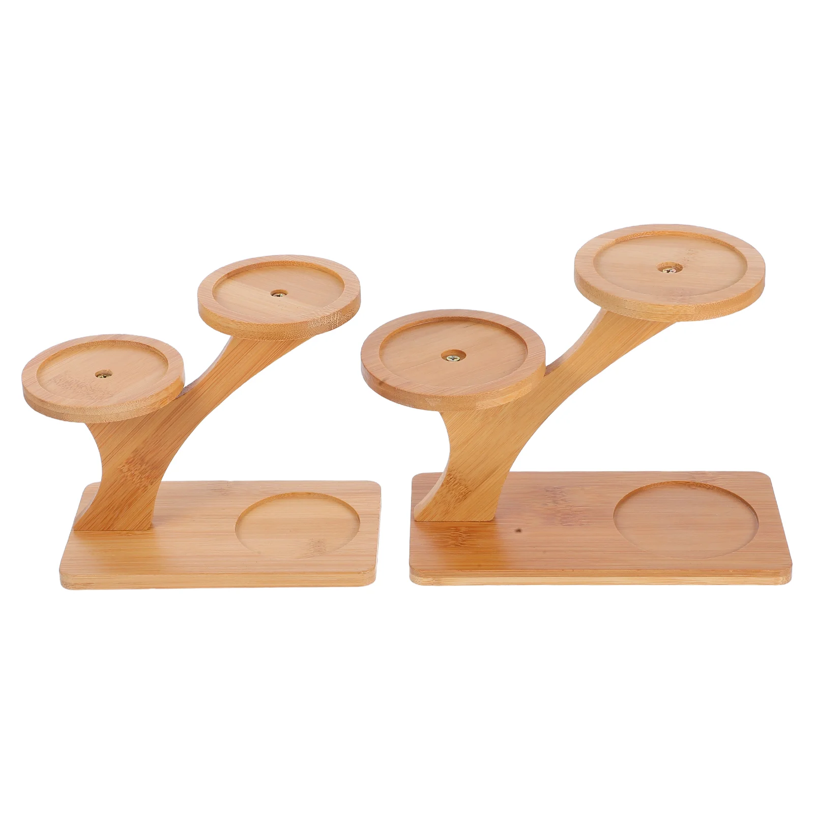 

2 Pcs Bamboo Tray Small Potted Plant Base Desktop Stand Tabletop Display Plants Indoor Kitchen Window Shelf