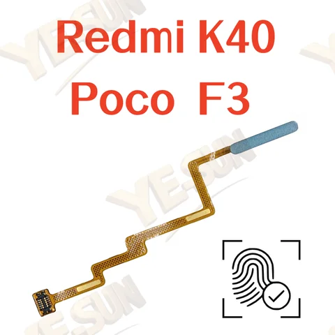 For Xiaomi Redmi K40 / Poco F3  Fingerprint Sensor Home Return Key Menu Button With Side Power On Off Flex